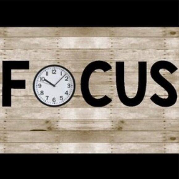 9” Black Block Hanging Capital Letters “FCUS” for Classroom Use with Wall Clock - Picture 6 of 15